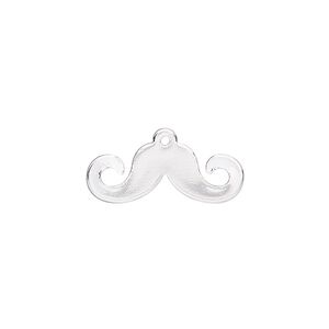 Charm, silver-finished steel, 21x9mm mustache. Sold per pkg of 10.
