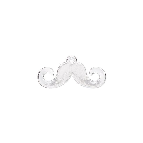 Charm, silver-finished steel, 21x9mm mustache. Sold per pkg of 10. image number 0