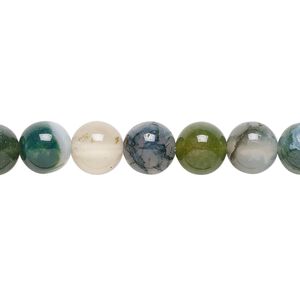 Moss agate 1pkg1, round bead natural 15.5-16 inch 8mm