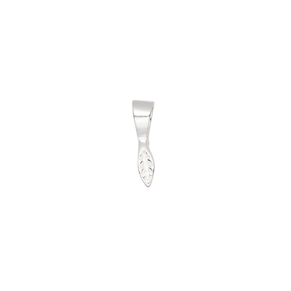 Bail, ice-pick, sterling silver, 13x3mm leaf 4mm grip length. Sold individually. image number 0