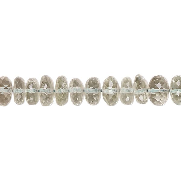 Green quartz 1pkg1, hand-cut micro-faceted rondelle bead 9 inch 6x3mm-8x5mm image number 0