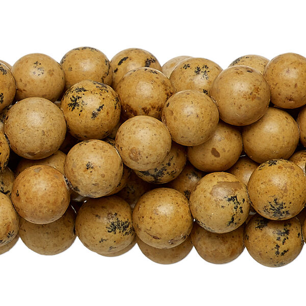 Bead, grain stone (natural), 8mm round, C grade, Mohs hardness 3. Sold per pkg of (10) 15-1/2" to 16" strands. image number 0