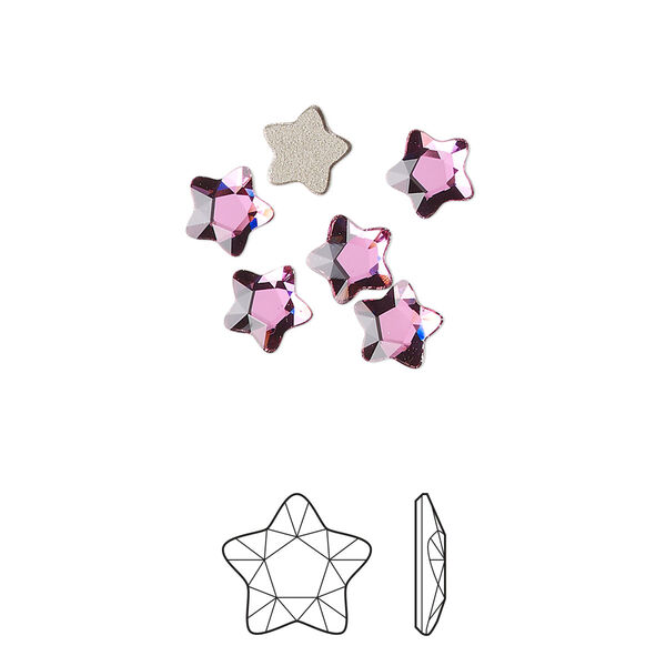 Flat back 360pk dark rose foil back, Swarovski® 6mm star flower 2754 image number 0