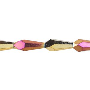 Bead, glass, crystal rose gold, 14x6mm faceted teardrop. Sold per 15-1/2 to 16-inch strand.