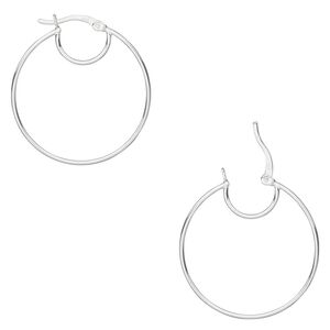 Hoop, sterling silver, 30mm round with closed loop, 19 gauge. Sold per pair.