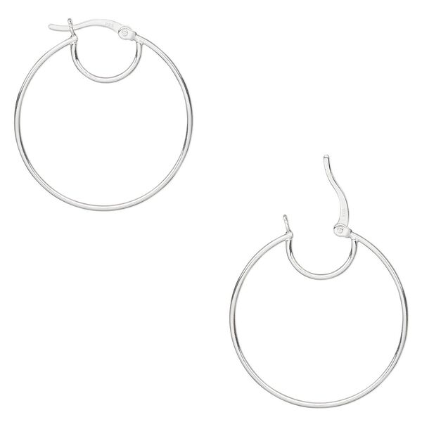 Hoop, sterling silver, 30mm round with closed loop, 19 gauge. Sold per pair. image number 0