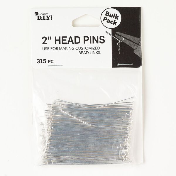 Head pin steel 315pk 2 inch, silver finish 21 gauge. image number 0