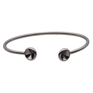 Bracelet, Almost Instant Jewelry®, cuff, black-finished brass, 11mm wide with (2) SS39 rivoli glue-in settings, 7-1/2 inches. Sold individually.