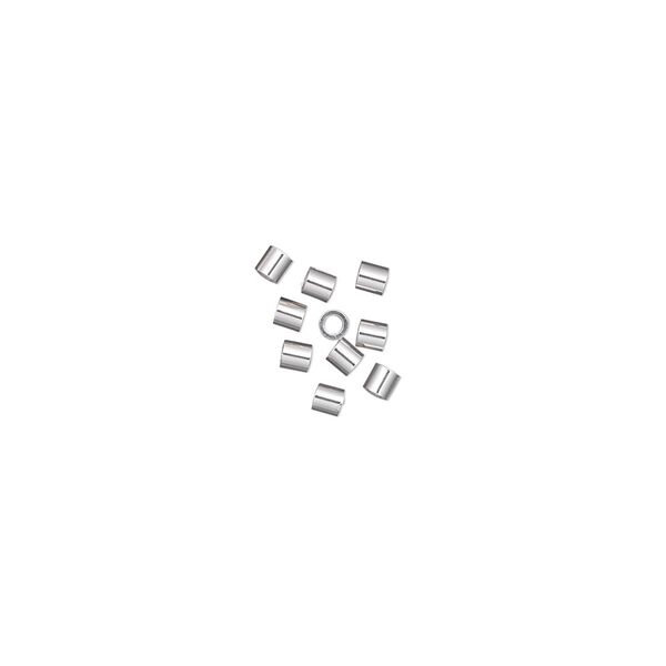 Crimp, sterling silver, 2mm cut tube with heavy wall, 1.2mm inside diameter. Sold per pkg of 10. image number 0