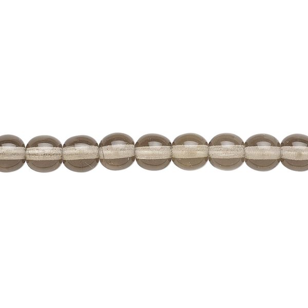 Bead, Czech glass druk, transparent smoke, 6mm round. Sold per 15-1/2" to 16" strand. image number 0