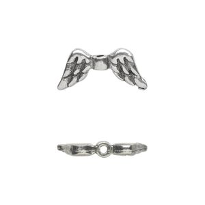 Bead, antiqued pewter (tin-based alloy), 20x9mm double-sided angel wings. Sold per pkg of 2.