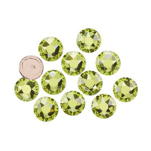 Flat back 12pk citrus green foil back, Crystal Passions® hotfix 7.07-7.27mm round SS34 2078