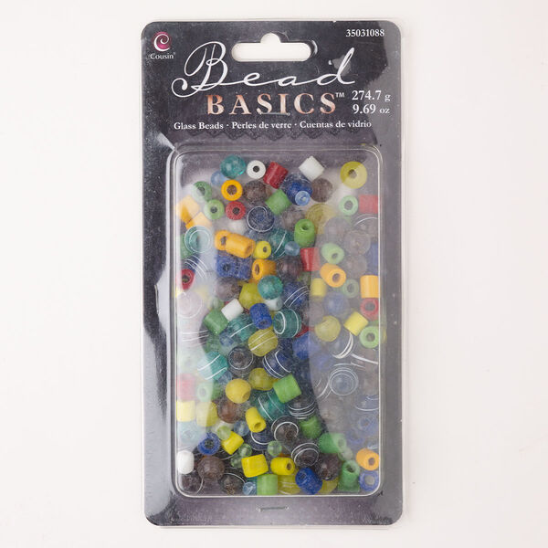 Bead mix, glass, pkg/9.5 ounces, opaque and translucent mixed colors, 5mm-13x12mm round and round tube. image number 0