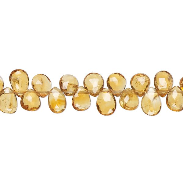 Golden citrine 1pkg1, hand-cut top-drilled faceted puffed teardrop bead 8 inch 6x4mm-8x5mm image number 0