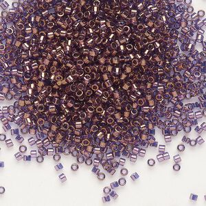 Seed bead, Delica®, glass, pkg/7.5g, #11 round, translucent gold luster violet gold (DB-0117).
