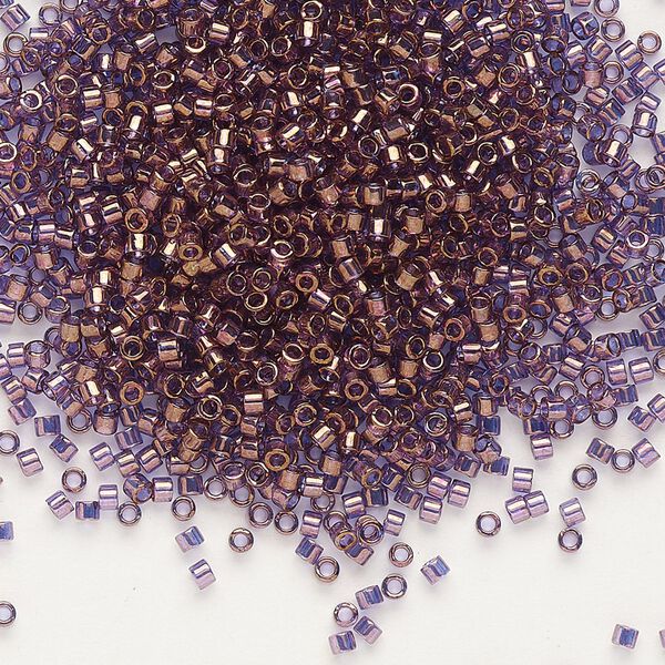 Seed bead, Delica®, glass, pkg/7.5g, #11 round, translucent gold luster violet gold (DB-0117). image number 0
