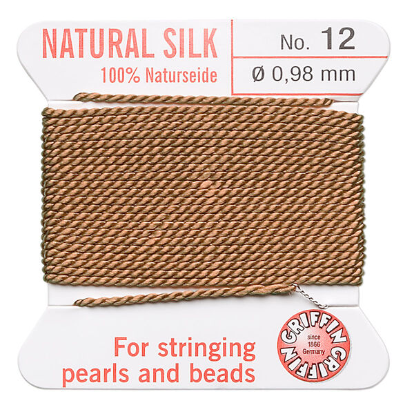 Thread, Griffin, silk, cornelian, size #12. Sold per 2-meter card (approximately 78 inches). image number 0