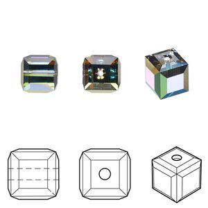 Bead 6pk crystal vitrail medium, Crystal Passions® 8mm cube 5601