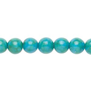 Bead 1pkg1 magnesite, 8mm round B grade, 15.5-16 inch dyed/assembled blue