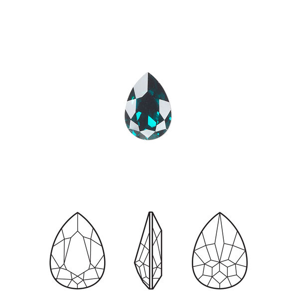 Fancy stone 144pk emerald foil back, Swarovski® 10x7mm pear 4320 image number 0