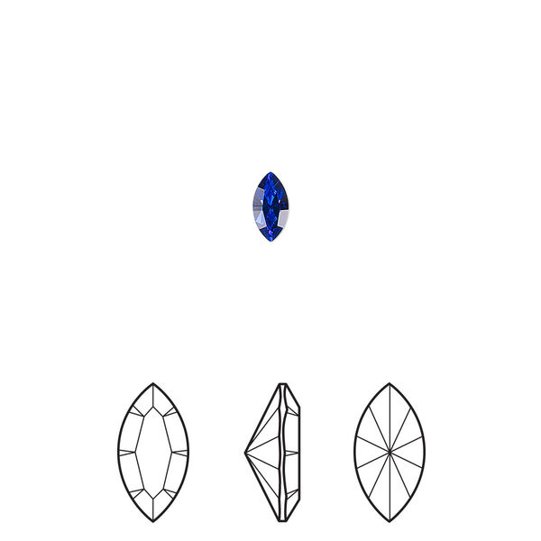 Fancy stone 6pk majestic blue foil back, Crystal Passions® 6x3mm navette 4228 image number 0