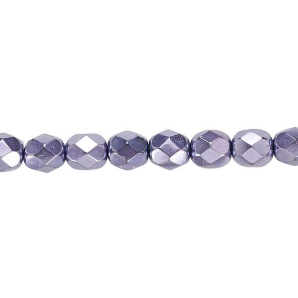 Bead, Czech fire-polished glass, lilac carmen, 6mm faceted round. Sold per 15-1/2" to 16" strand. image number 0