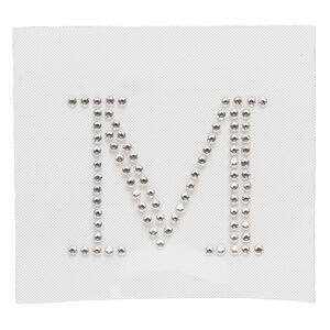 Iron-on transfer 1pk crystal clear, Preciosa Czech crystal 42x33.5mm "M"