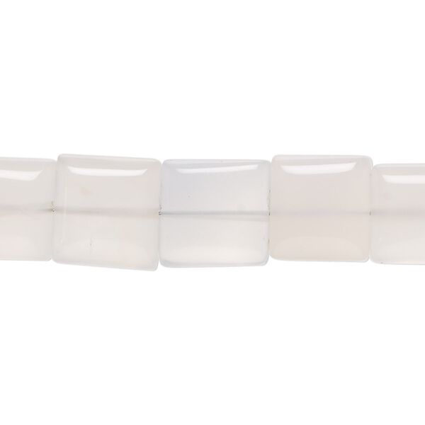 Chalcedony 1pkg1, hand-cut puffed square bead natural 14 inch 11x9mm-15x10mm image number 0