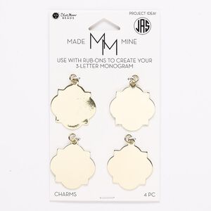 Focal, gold-finished steel, 33x29mm with rub-on setting. Sold per pkg of 4.