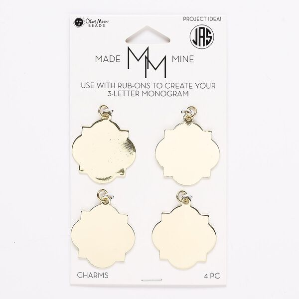 Focal, gold-finished steel, 33x29mm with rub-on setting. Sold per pkg of 4. image number 0