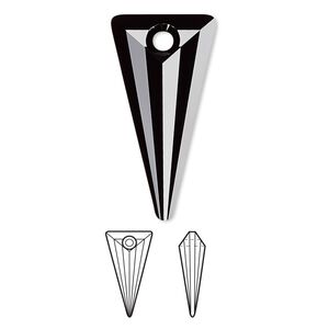 Drop 36pk jet, Swarovski® 28x14mm pendant spike 6480