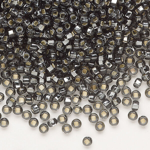 Seed bead, Preciosa Ornela Czech glass, pkg/50g, #8 rocaille, transparent silver-lined grey, (47010). image number 0