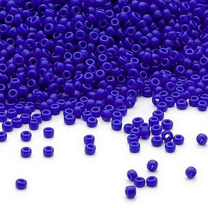 Seed bead, Miyuki, glass, pkg/35g, #15 rocaille, opaque cobalt (RR-414).