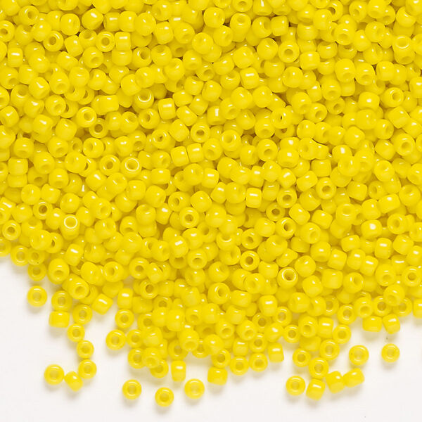 Seed bead, Dyna-Mites™, glass, pkg/40g, #11 round, opaque yellow, (731 11/0 RR). image number 0