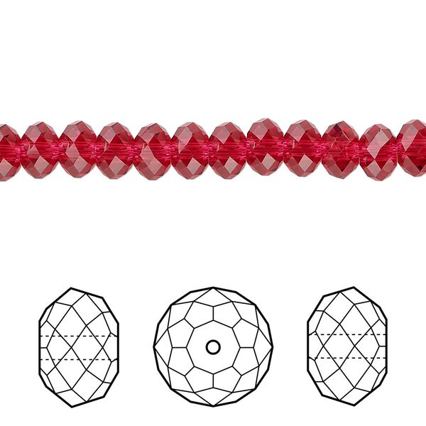 Bead 12pk scarlet, Crystal Passions® 6x4mm rondelle 5040 image number 0