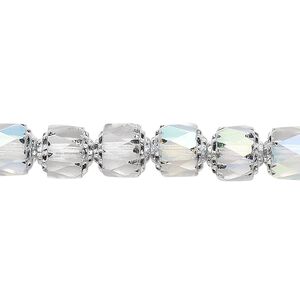 Bead, Czech dipped décor glass, clear Apollo AB, 8mm round cathedral. Sold per 15-1/2" to 16" strand.
