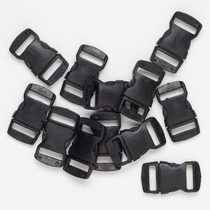 Clasp buckle 1pkg12, 30x16mm, plastic black 1-strand