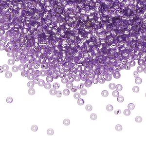 Seed bead, Preciosa Ornela Czech glass, pkg/500g, #11 rocaille, translucent solgel dyed silver-lined violet, (78123).
