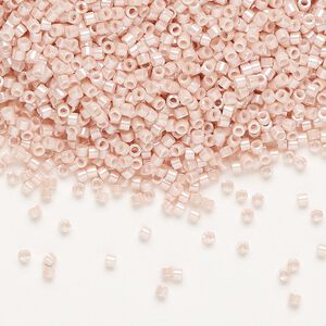 Seed bead, Delica®, glass, pkg/250g, #11 round, opaque glazed luster light salmon (DB-1533-1).