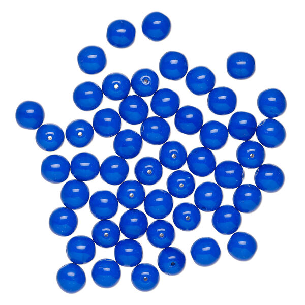 Bead 1pkg50 Czech glass druk, opaque blue, 8mm round. image number 1