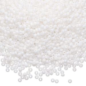 Seed bead, Preciosa Ornela Czech glass, pkg/50g, #11 rocaille, opaque rainbow chalkwhite, (46205).