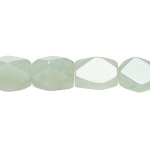 Green aventurine 1pkg1, faceted flat rectangle bead natural, 15 inch 12x8mm-14x10mm