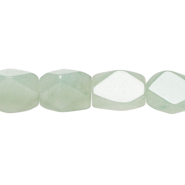 Green aventurine 1pkg1, faceted flat rectangle bead natural, 15 inch 12x8mm-14x10mm image number 0