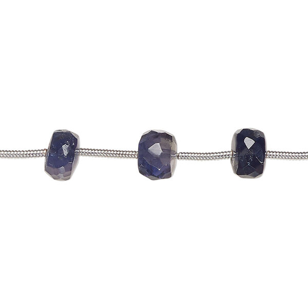 Iolite 1pkg15, hand-cut faceted rondelle bead natural B- grade, 6x3mm-10x4mm image number 0