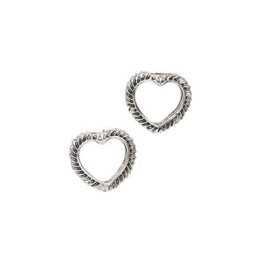 Bead frame 1pkg2 silver-finished "pewter", 11.5x10.5mm vertically-drilled open heart / fits up to 5mm bead, antiqued