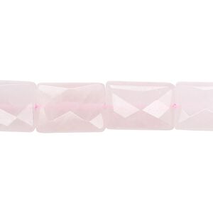 Rose quartz 1pkg1, faceted puffed rectangle bead natural 15.5-16 inch 14x10mm