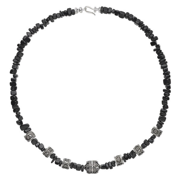 Necklace, One of a Kind Jewelry, blackstone (dyed) and sterling silver, 18 inches. Only one available. image number 0