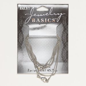 Chain, silver-finished steel, 1.2mm snake, 18 inches with lobster claw clasp. Sold per pkg of 2.