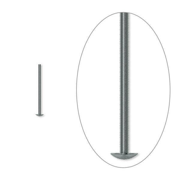 Head pin, gunmetal-plated brass, 1/2 inch, 22 gauge. Sold per pkg of 100. image number 0