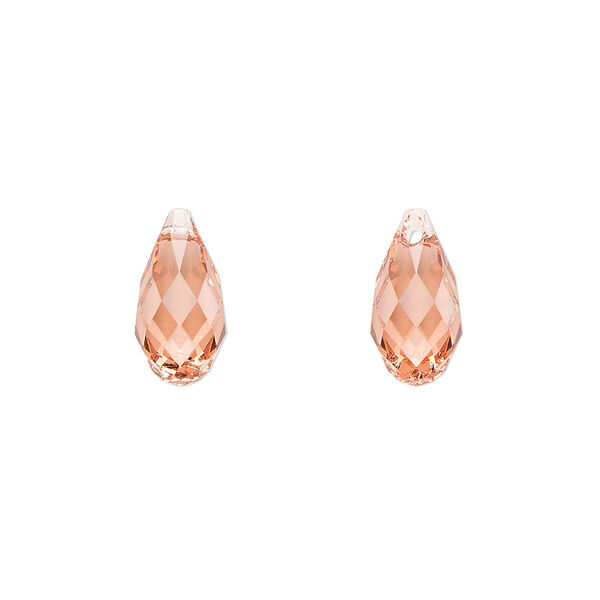 Briolette 2pk rose peach, Crystal Passions® 13x6.5mm pendant drop 6010 image number 0